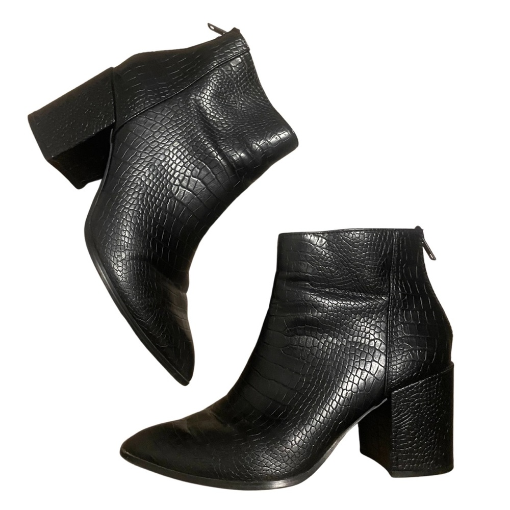 Steve Madden Jillian Black Croc Ankle Booties